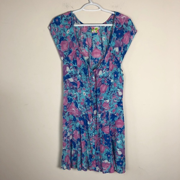 Free People Dresses & Skirts - Free People Pastel Button Down Tie Back Dress 6